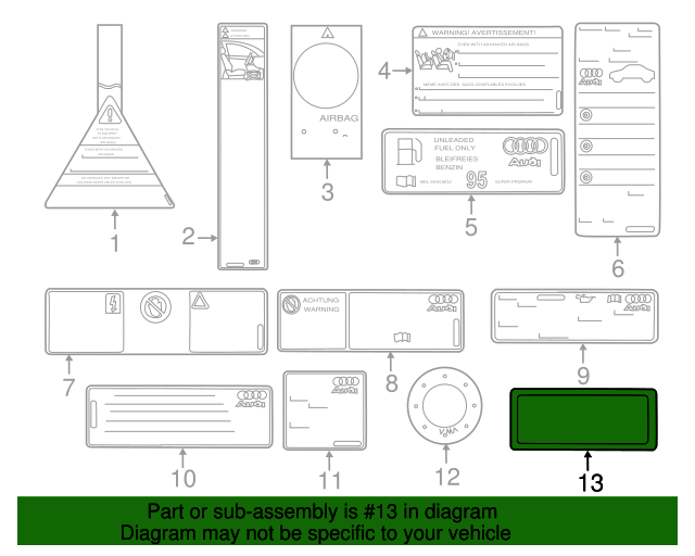 06E010504CG Emission Label 2018 Audi A7 Quattro Audi Parts Store