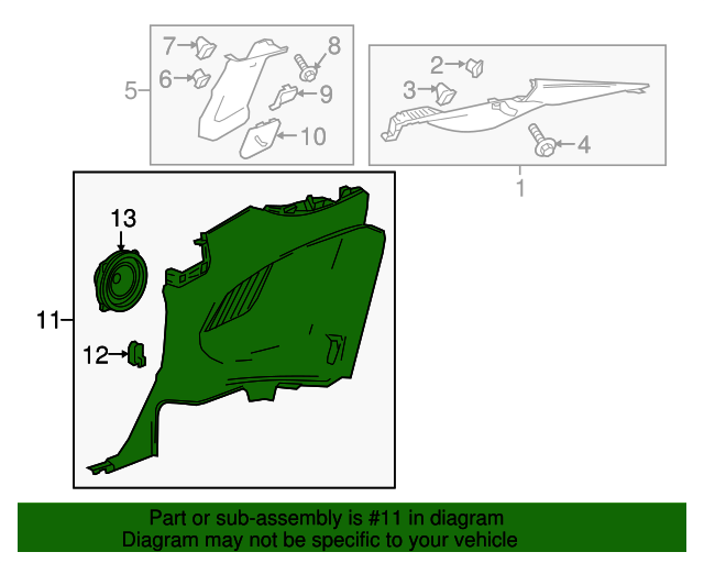 84332827 - Jet Black Driver Side Quarter Lower Rear Trim Panel  