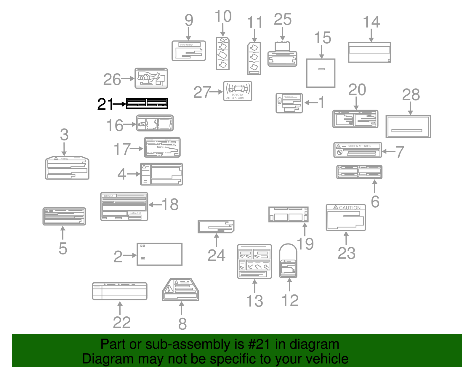 A/C System Information Label - Toyota (88723-48020)