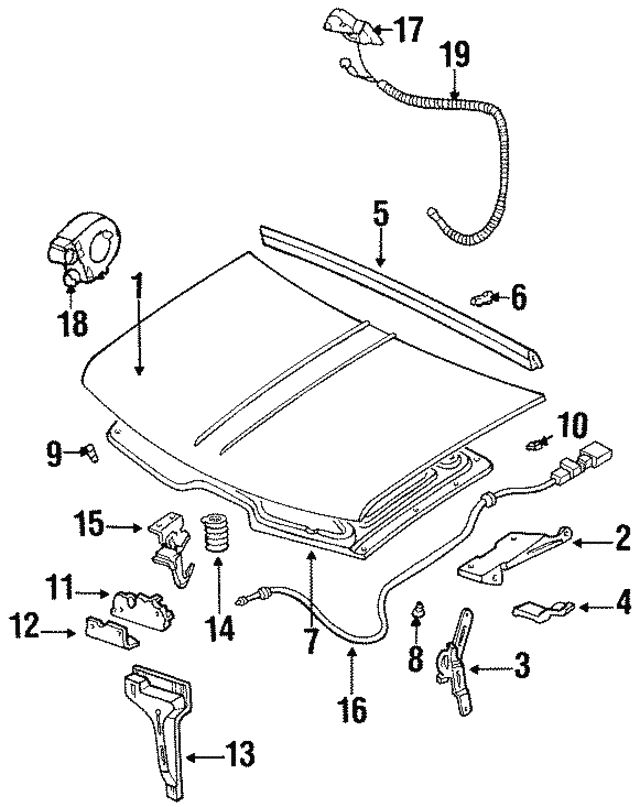 19881994 GM Hood Latch Release Cable 15981137 GM