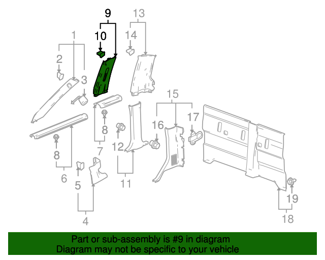 2008 Isuzu i370 Upper Center Pillar Trim 8158051650 Isuzu Parts Center
