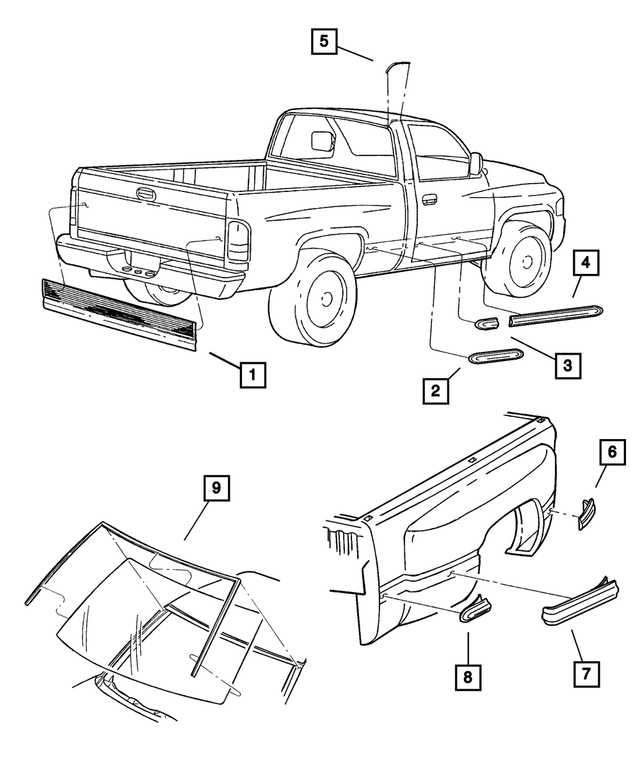 20012002 Dodge Windshield Molding 55276389AA Mopar Online Parts