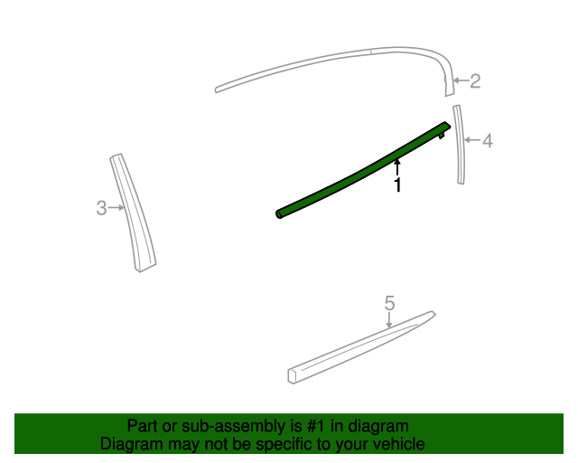 20102016 Buick LaCrosse Passenger Side Rear Door Window Belt Molding 20912196 GM