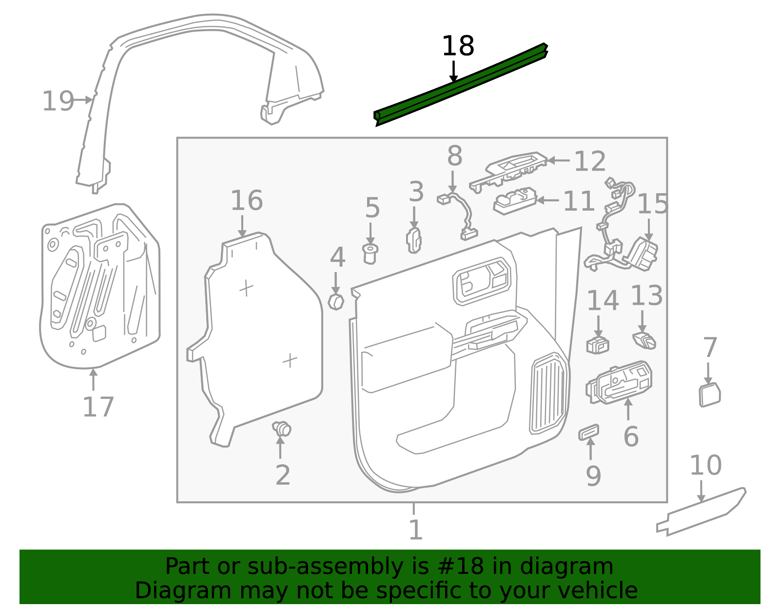 Front Driver Side Door Window Inner Sealing Strip - GM (84362009)