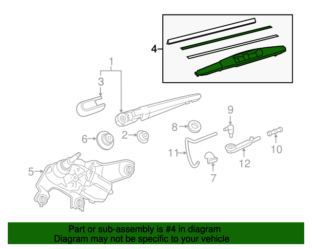8524212120 OEM NEW Rear Window Glass Wiper Blade 20172018 Toyota