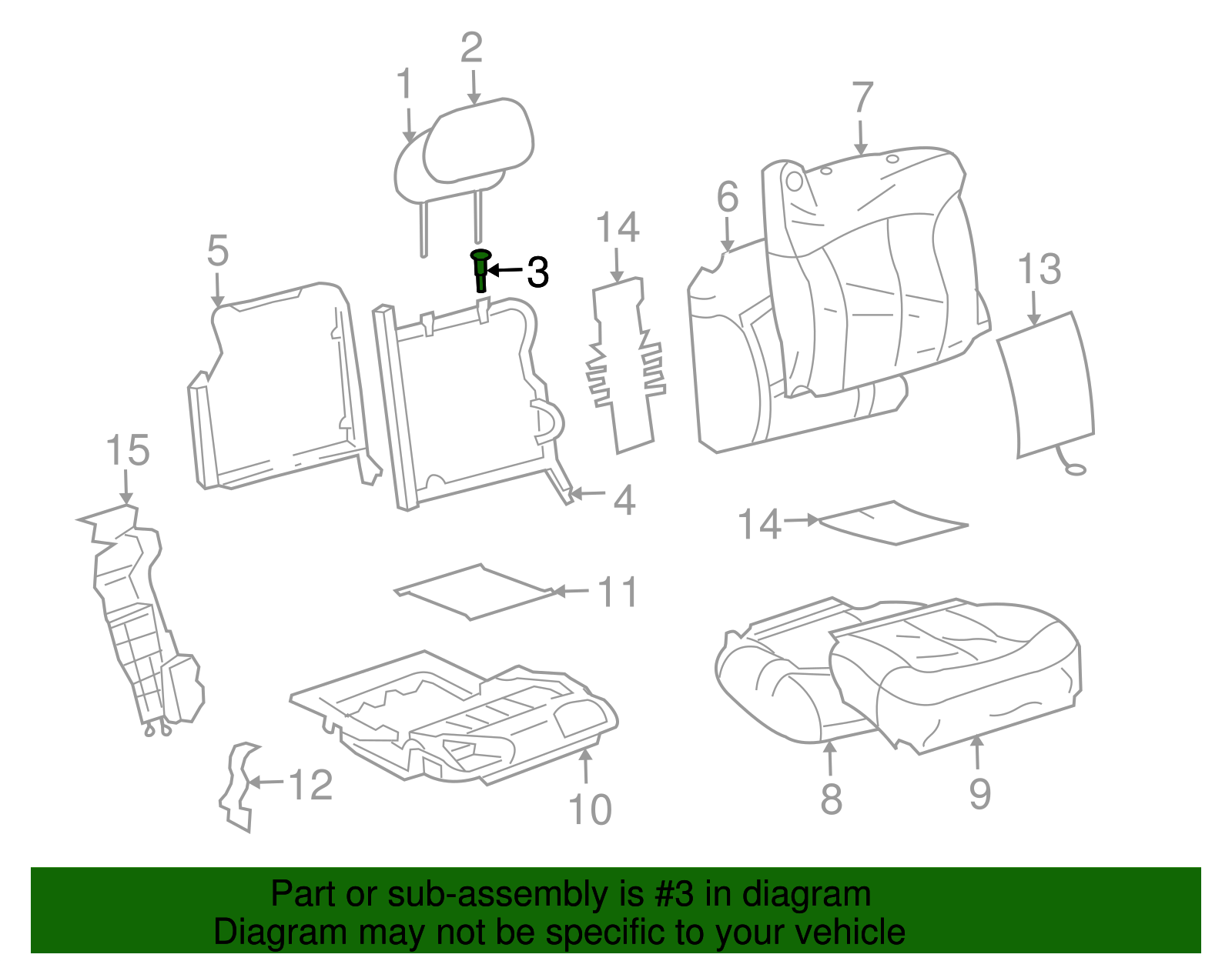 Medium Dark Cashmere Front Seat Head Restraint Guide - GM (89039403)