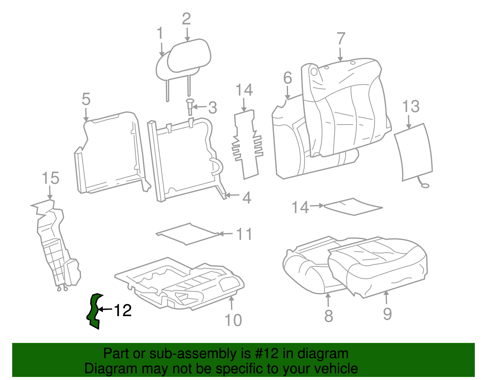 Passenger Seat Cushion Frame Front Outer Bracket - GM (88949574)
