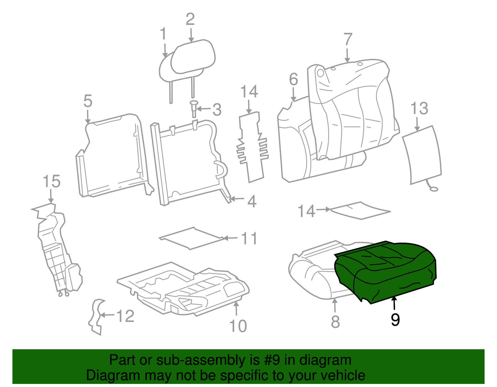 Passenger Seat Cushion Cover - GM (89041441)