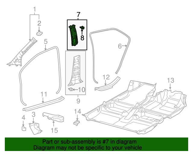 Genuine Toyota 62412-52190-B0 Center Pillar Genuine Toyota 62412-52190-B0 Center Pillar