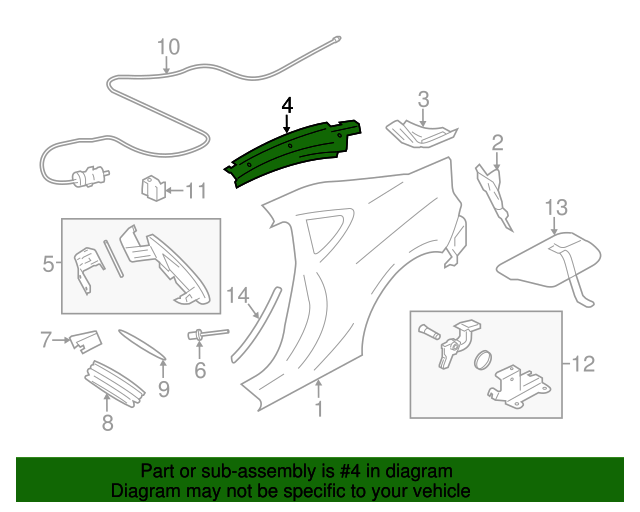 20132020 Subaru BRZ Quarter Panel Reinforcement 51472CA0919P Subaru Parts Store