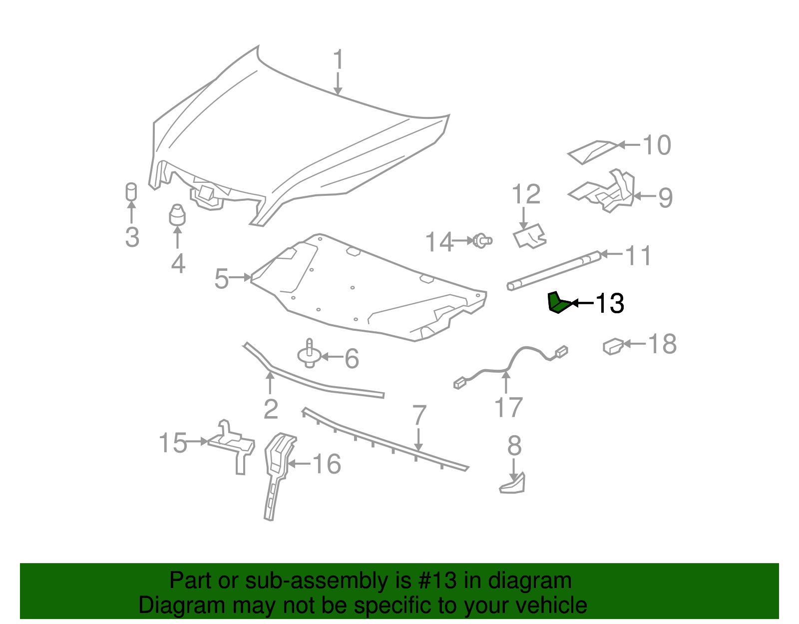 Driver Side Hood Strut Bracket - GM (96624459)