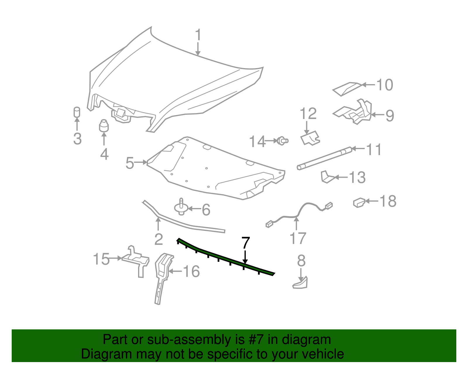 Hood Rear Weatherstrip - GM (96622271)
