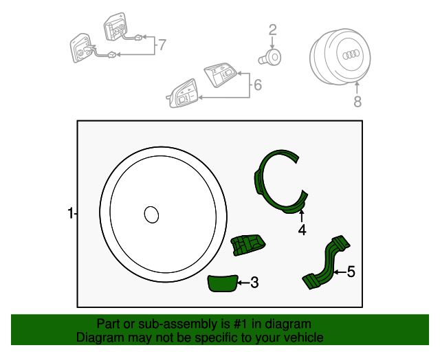 4H0419091AQINV Steering Wheel 20112016 Audi Audi OEM Parts