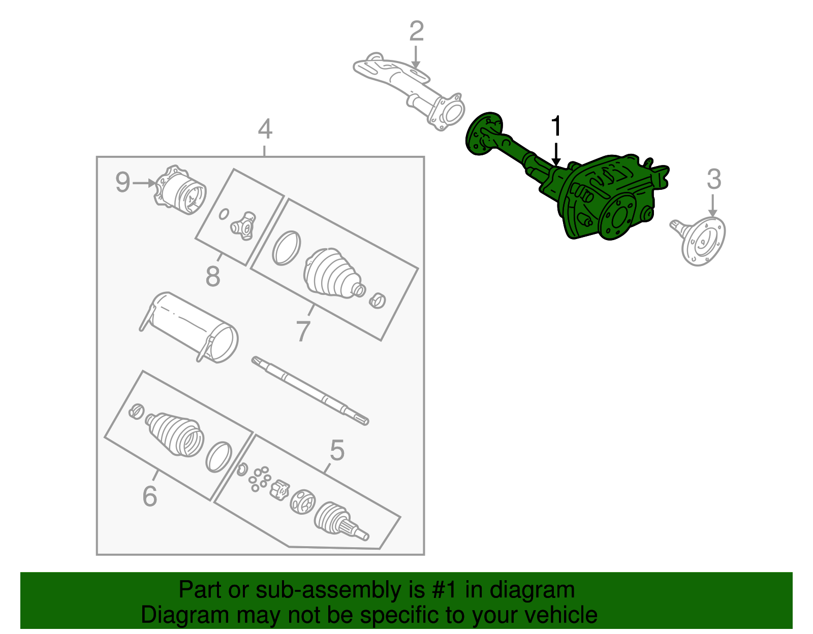 Axle Assembly-Front (3.73 Ratio) - GM (25931556)