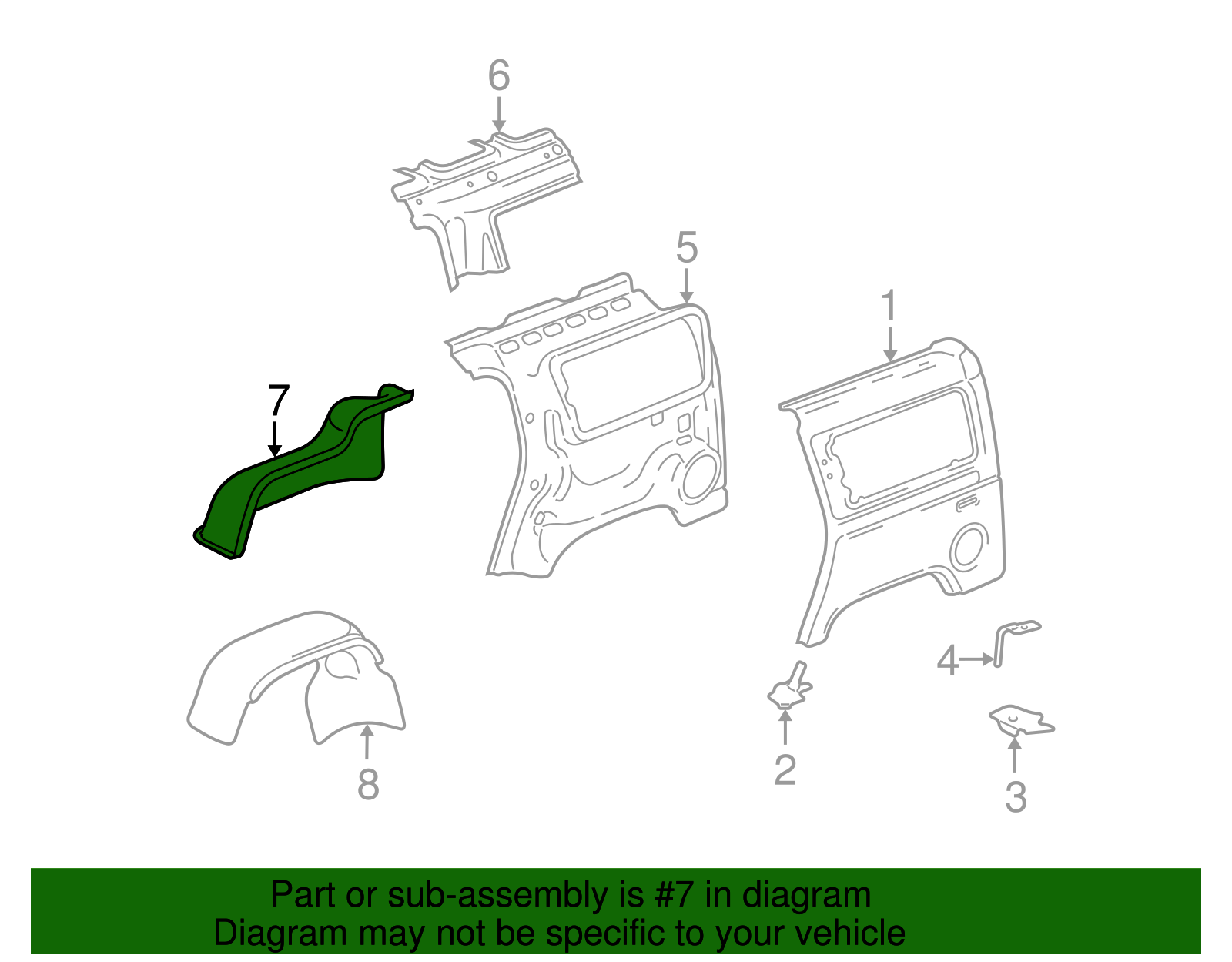 Passenger Side Rear Inner Wheelhouse Panel - GM (10370686)