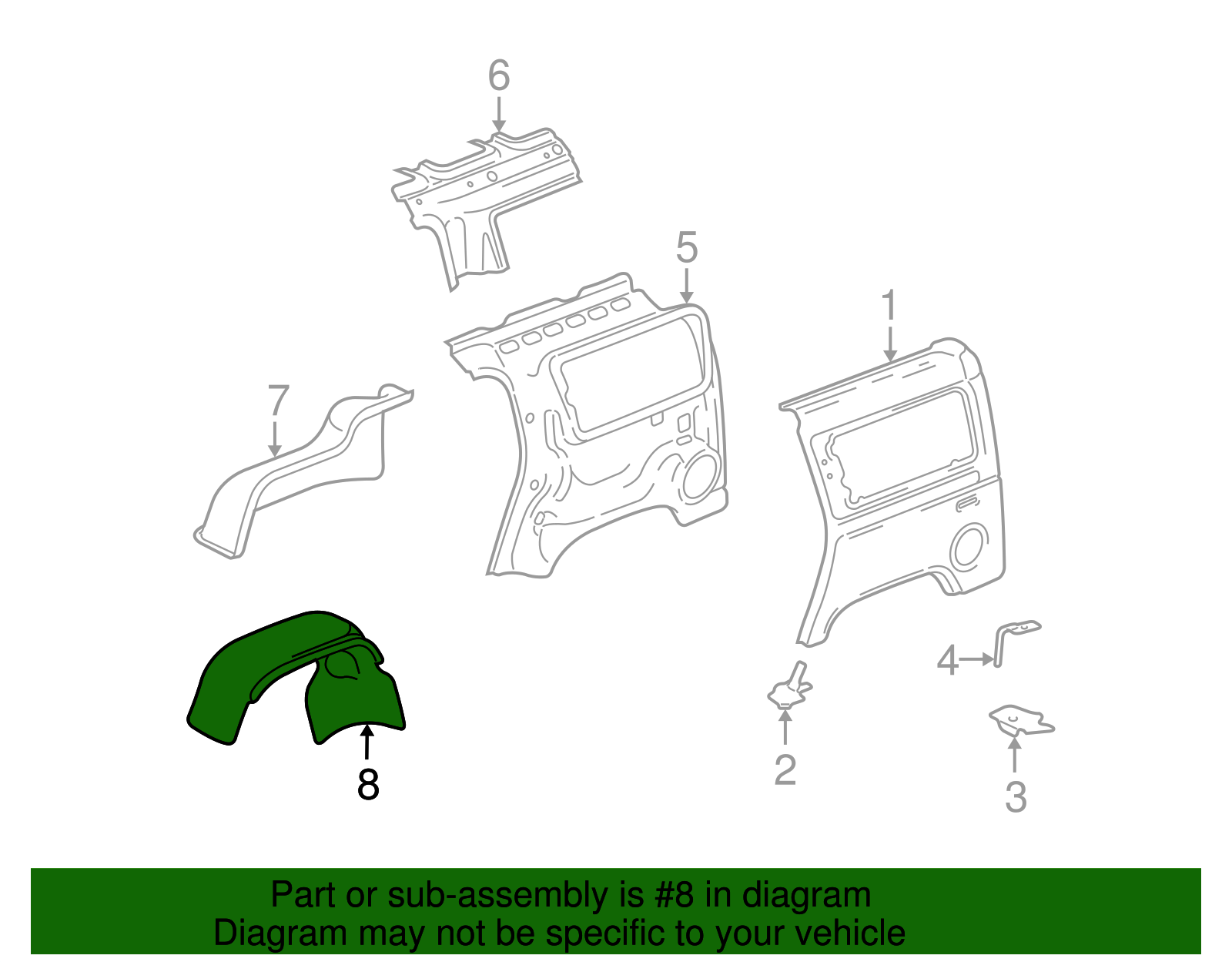 Rear Driver Side Wheelhouse Panel Sight Shield - GM (15111879)