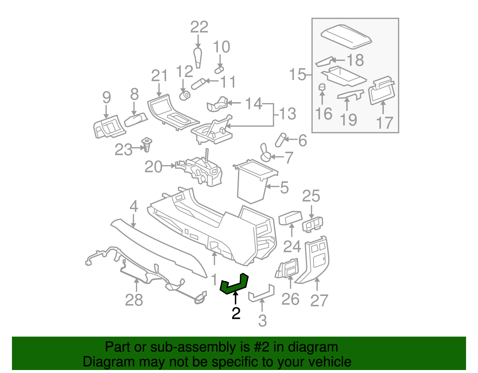 Front Floor Console Front Bracket - GM (25694108)