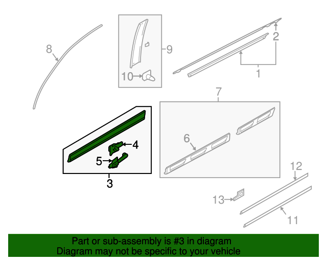 20102015 Audi Q7 Lower Molding 4L0853959H1RR Audi Parts Source