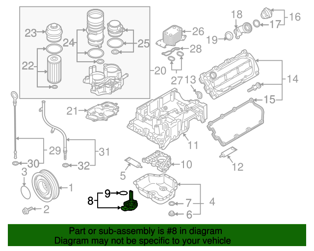20092010 Volkswagen Touareg Engine Oil Level Sensor 03C907660H VW
