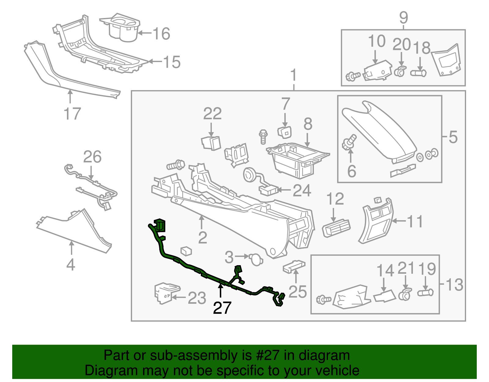 Front Floor Console Wiring Harness - Cadillac (84113404)