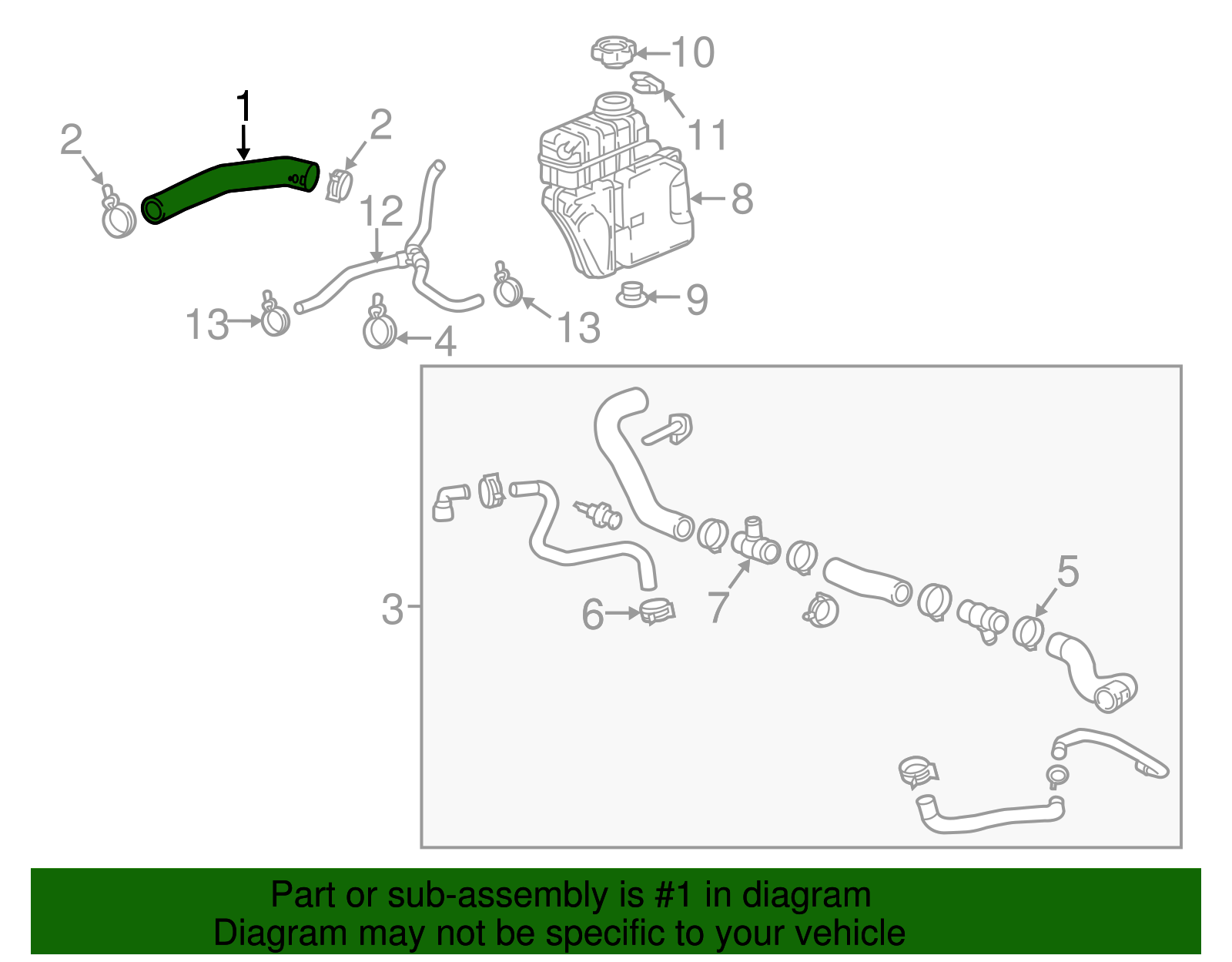 Radiator Inlet Hose - Cadillac (84134893)
