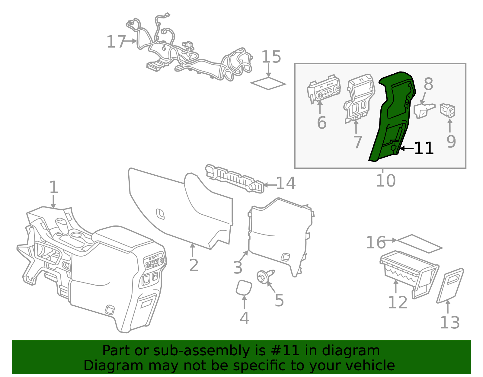 Black Front Floor Console Rear Trim Panel - GM (84386126)