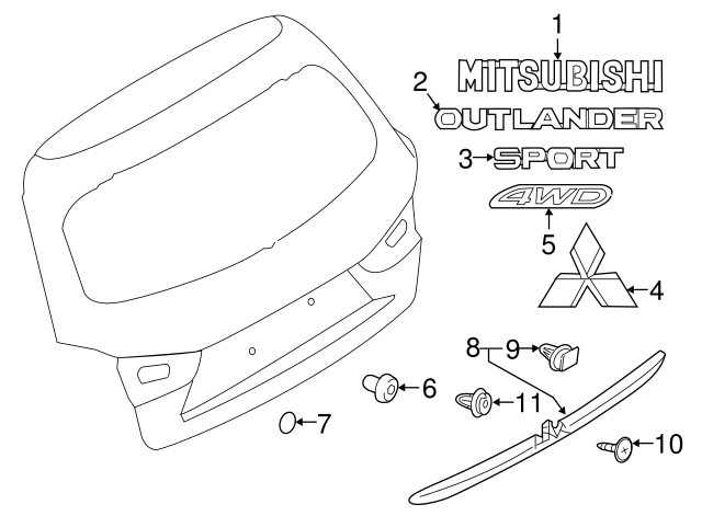 7407A463 - Molding 2018-2024 Mitsubishi Outlander Sport | Mitsubishi ...