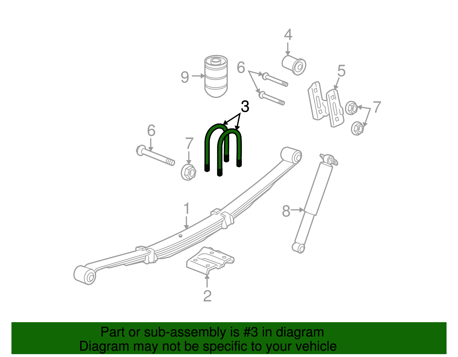 Rear Leaf Spring U-Bolt - GM (11610227)