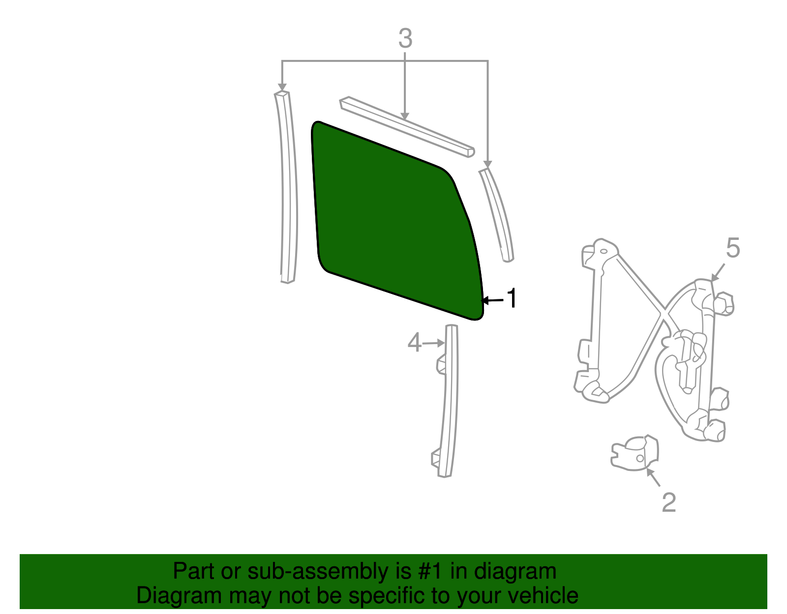 Driver Side Front Door Window - GM (15114960)