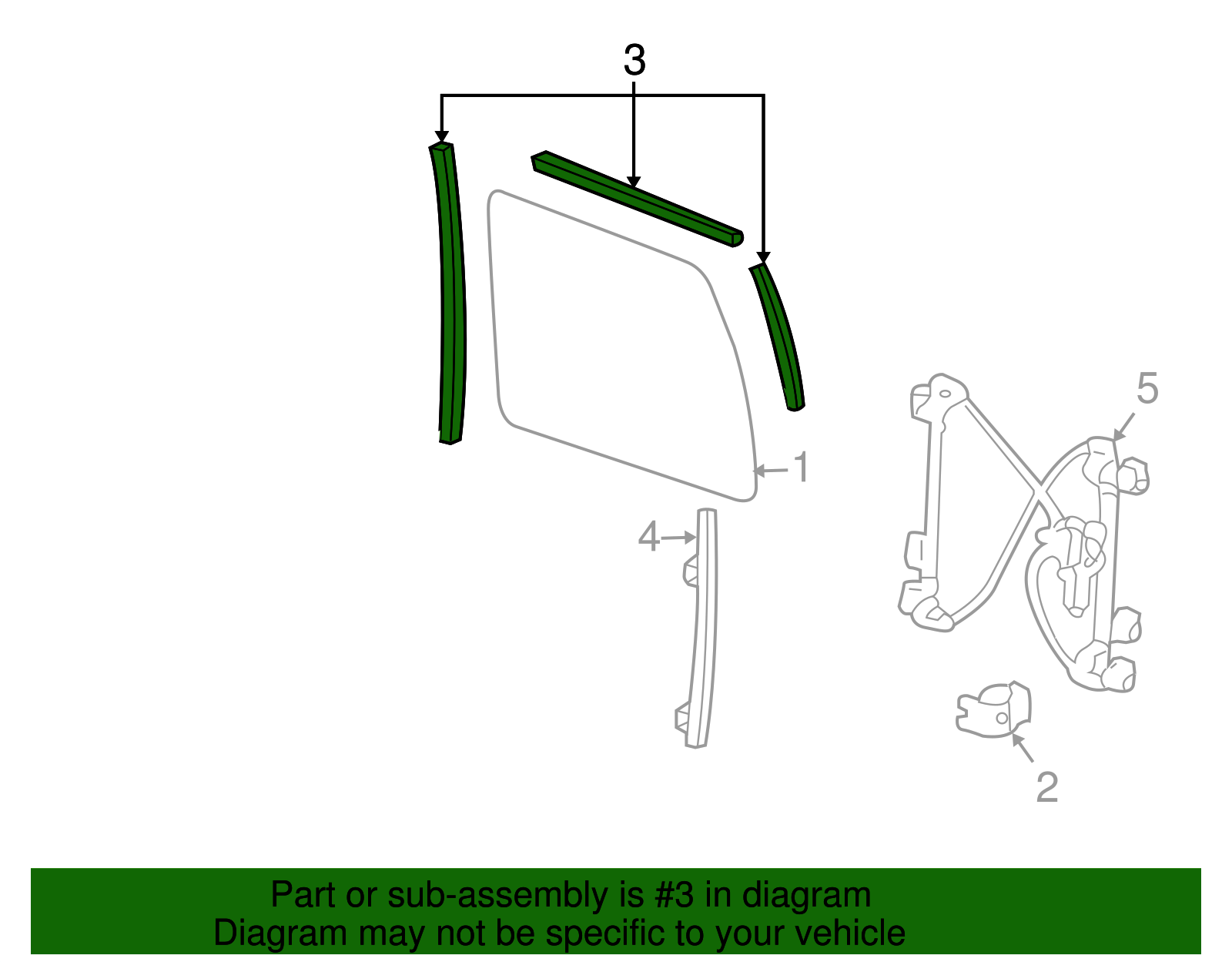 Driver Side Front Door Window Weatherstrip - GM (15785352)