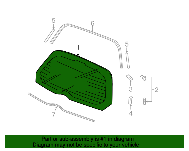 73211TF0E02 Glass Set, Rear Windshield (Green)(AGC) 20092013 Honda