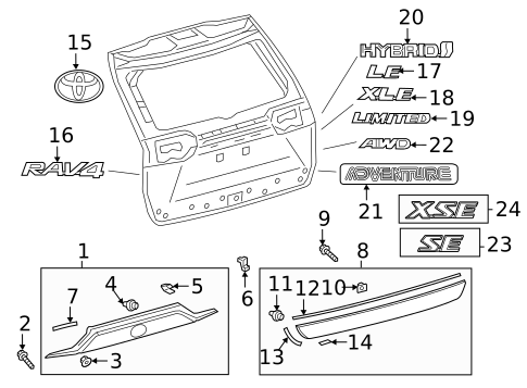 thumbnail image 2 of Evan-Fischer Rear Liftgate Trim For 2019-2023 Toyota RAV4 - Lower Part Replacement 2 of 4