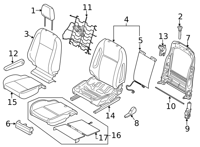 2017-2019 Ford Seat Back Cover HK4Z-9964417-FJ | OEM Parts Online