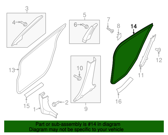 769244AF1A Surround WeatherStrip 20132019 Nissan Sentra Nissan