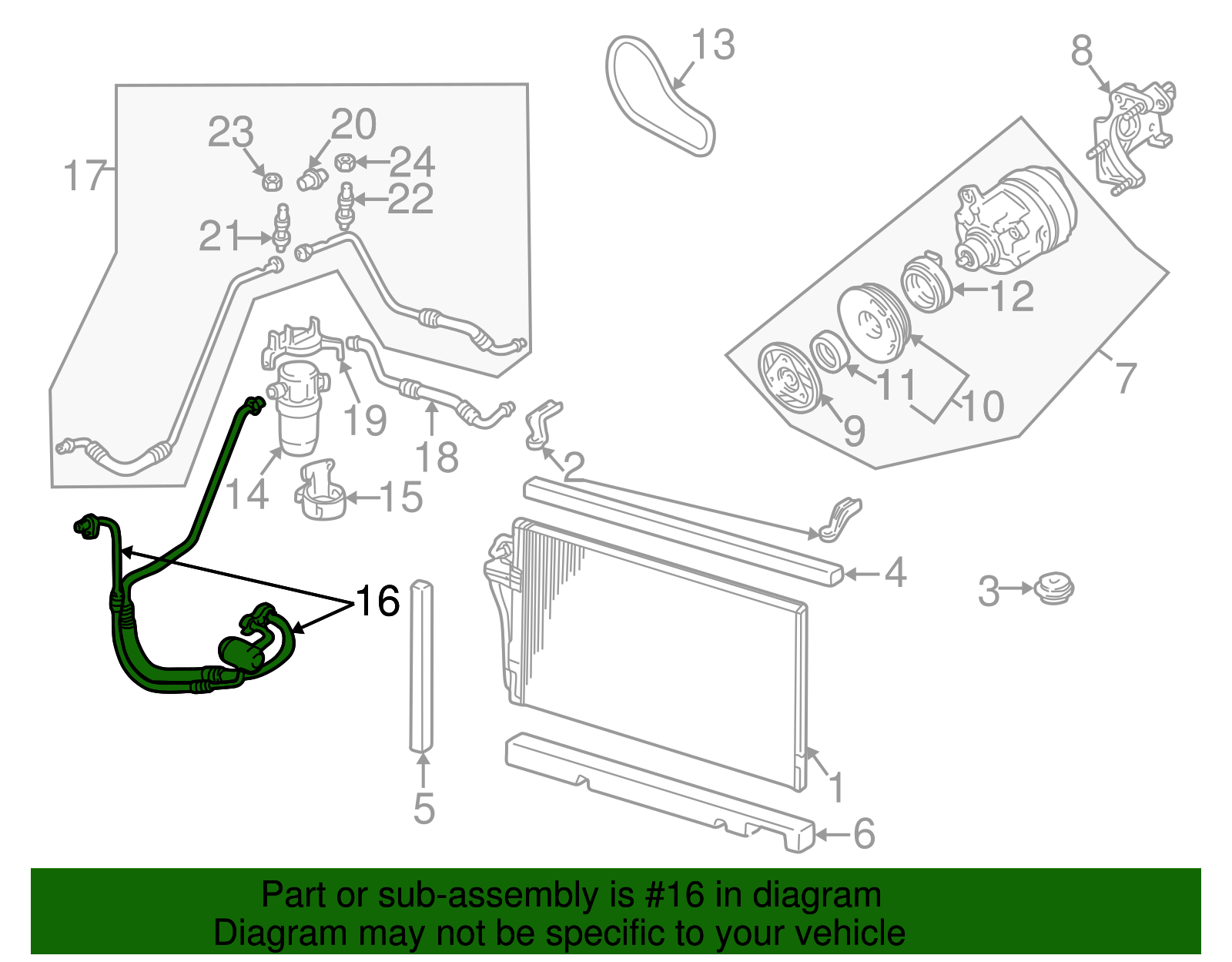 Air Conditioning Compressor and Condenser Hose Assembly - Buick (25733475)