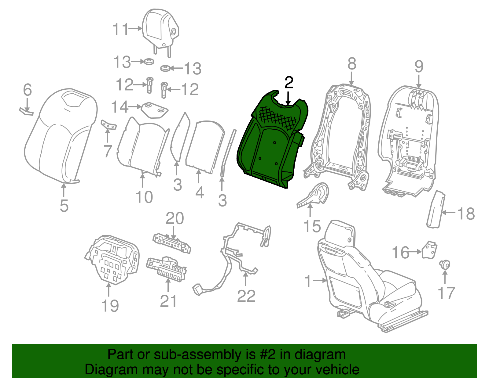Driver Seat Back Pad - Cadillac (84107580)