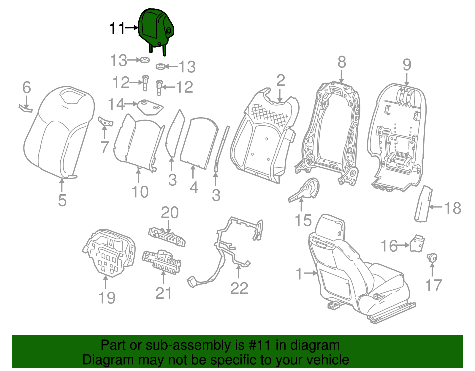 Light Neutral Front Seat Head Restraint - GM (84030144)