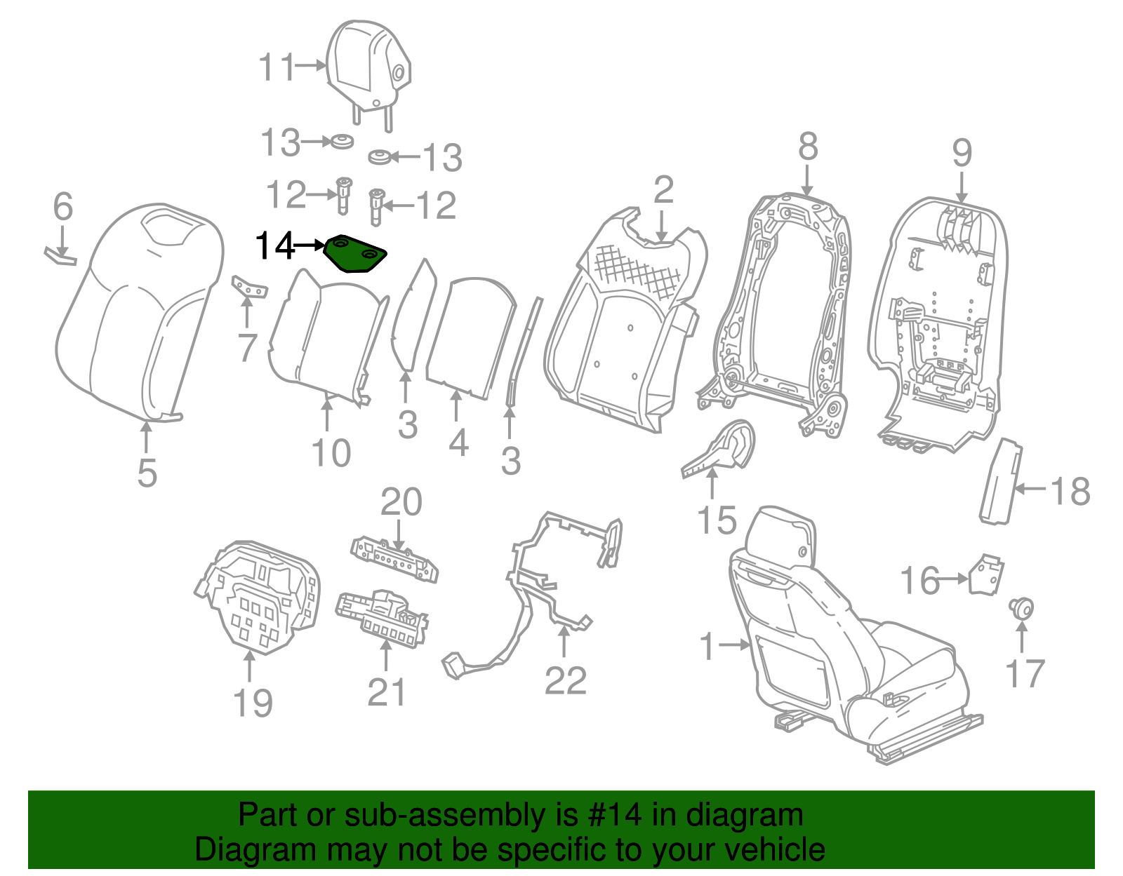 Light Neutral Front Seat Back-Upper Cover - GM (84107667)