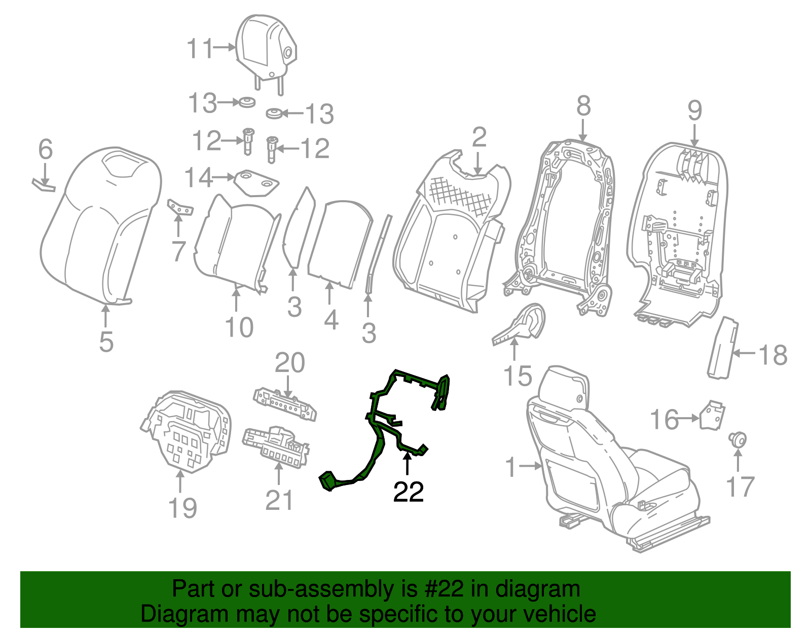 Driver Seat Wiring Harness - Cadillac (84107611)