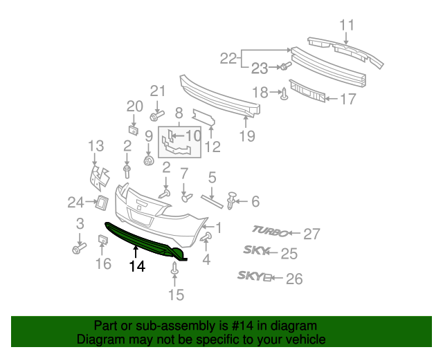15858805 Rear Bumper Valance Center Panel 20072010 Saturn Sky GM