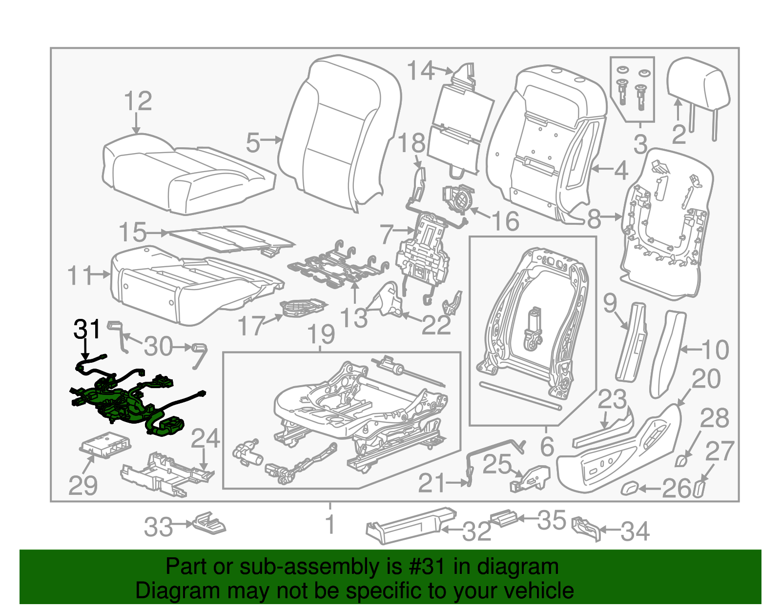 Driver Seat Cushion Wiring Harness - GM (84441155)