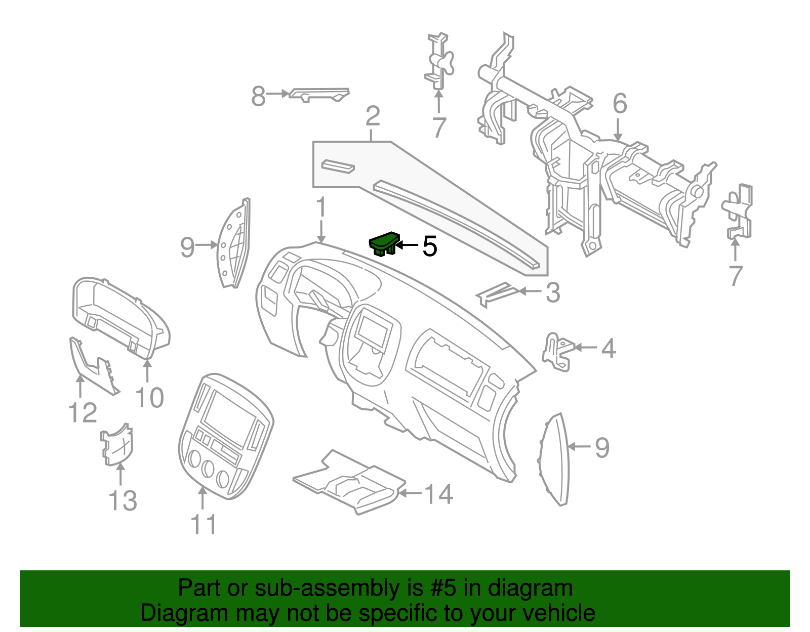 Instrument Panel Cap - Ford (YL8Z-78044F58-AAC)