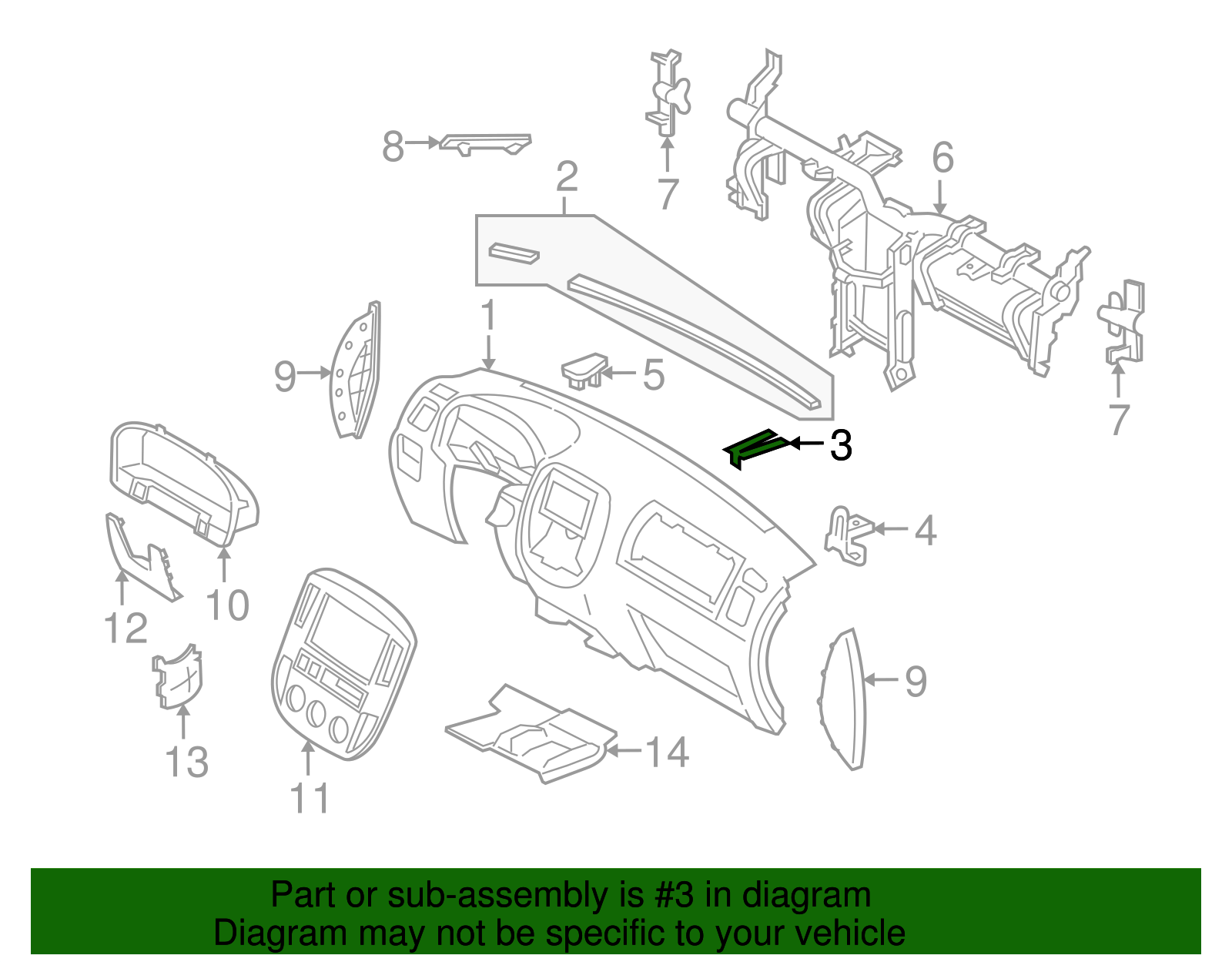 Instrument Panel Mounting Bracket - Ford (YL8Z-78046B52-AA)