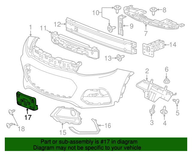 94533706 Front License Plate Bracket Attachment Kit 20172022