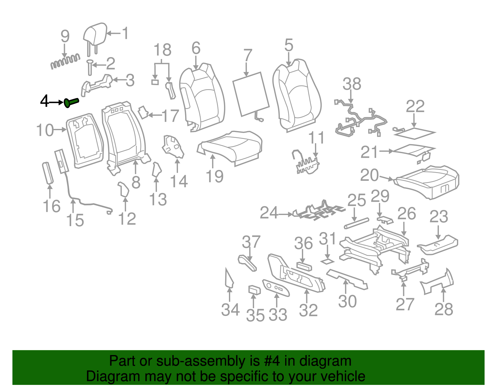 Front Seat Adjuster Finish Cover Retainer (25796292)