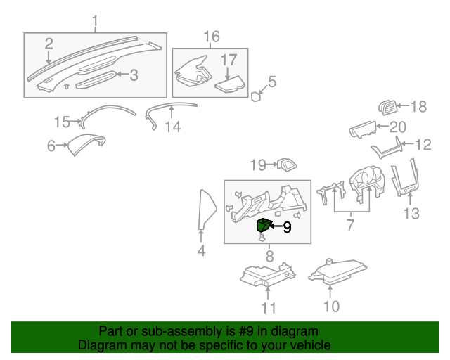 20082012 Chevrolet Malibu Instrument Panel Storage Compartment