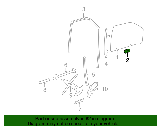 19972008 GM Front Side Door Window Sash Insulator 15786626