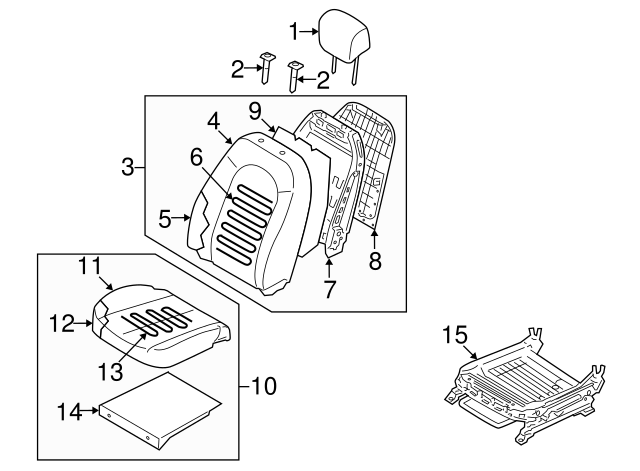 Passenger Side Front Genuine Hyundai 88250-3Y000 Seat Cushion Pad Assembly