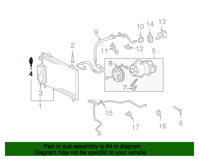 20032008 Pontiac Vibe Air Conditioning Refrigerant Pressure Switch