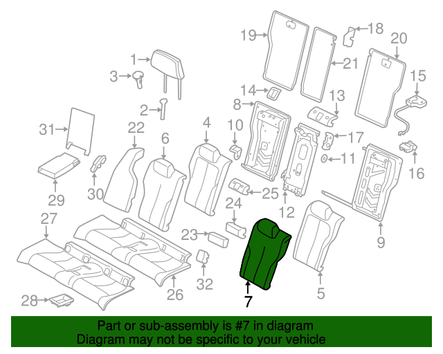 52-20-7-352-623 - Cover backrest leather left 2014-2020 BMW ...